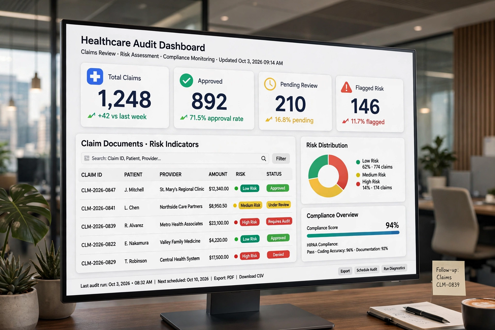 AuditMedix centralized audit dashboard interface